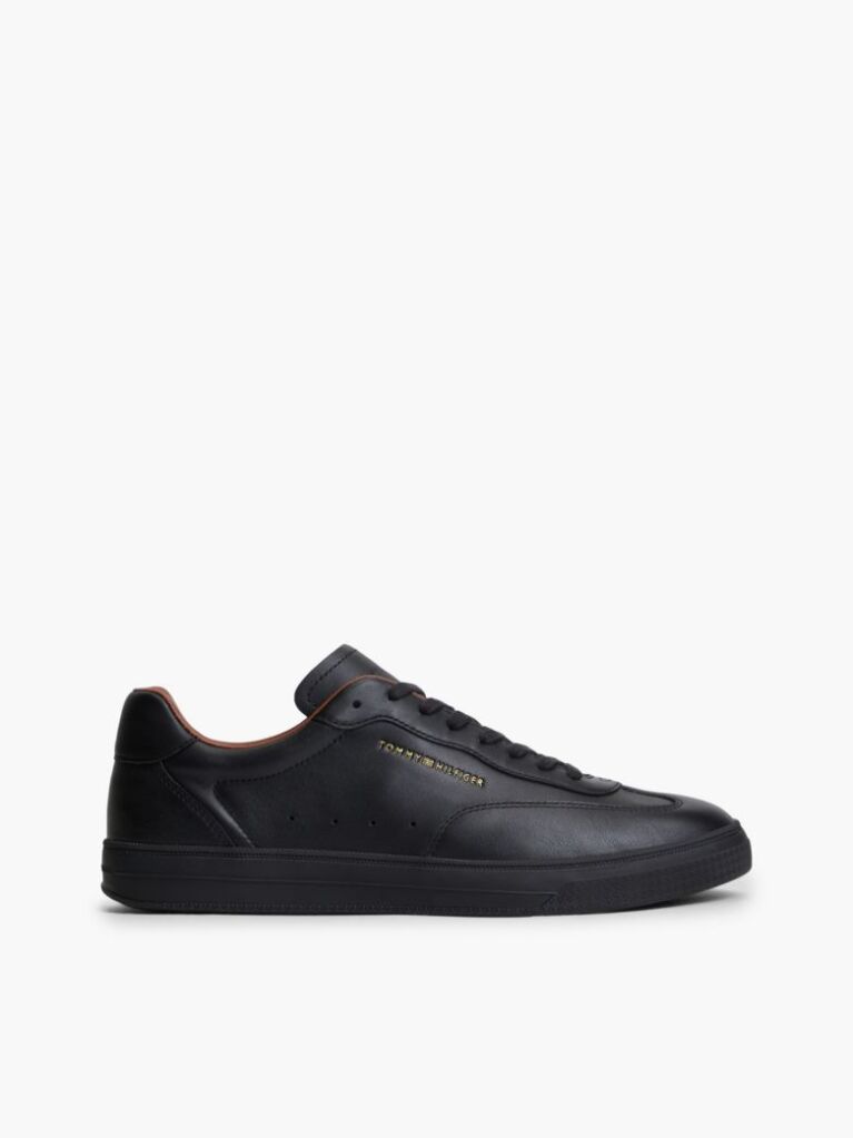 Black New York Label Luxe Leather Trainers  Men