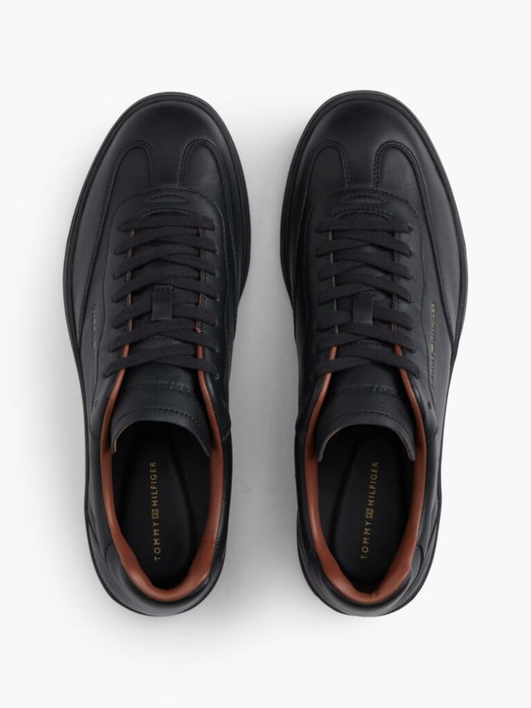 Black New York Label Luxe Leather Trainers  Men