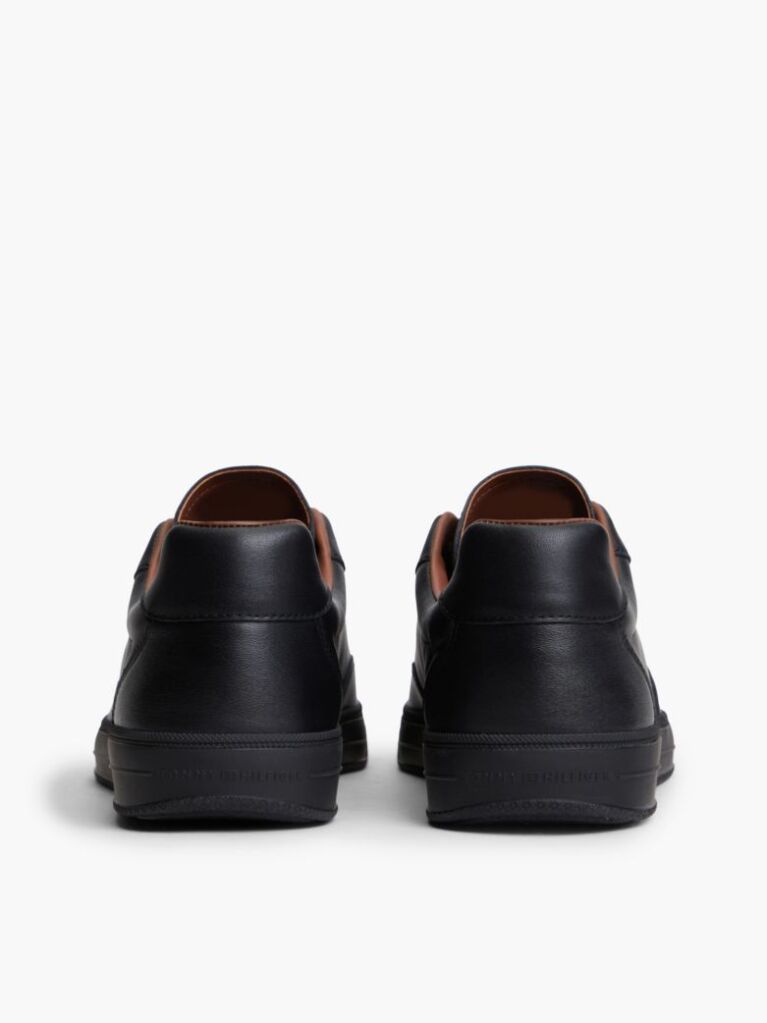 Black New York Label Luxe Leather Trainers  Men