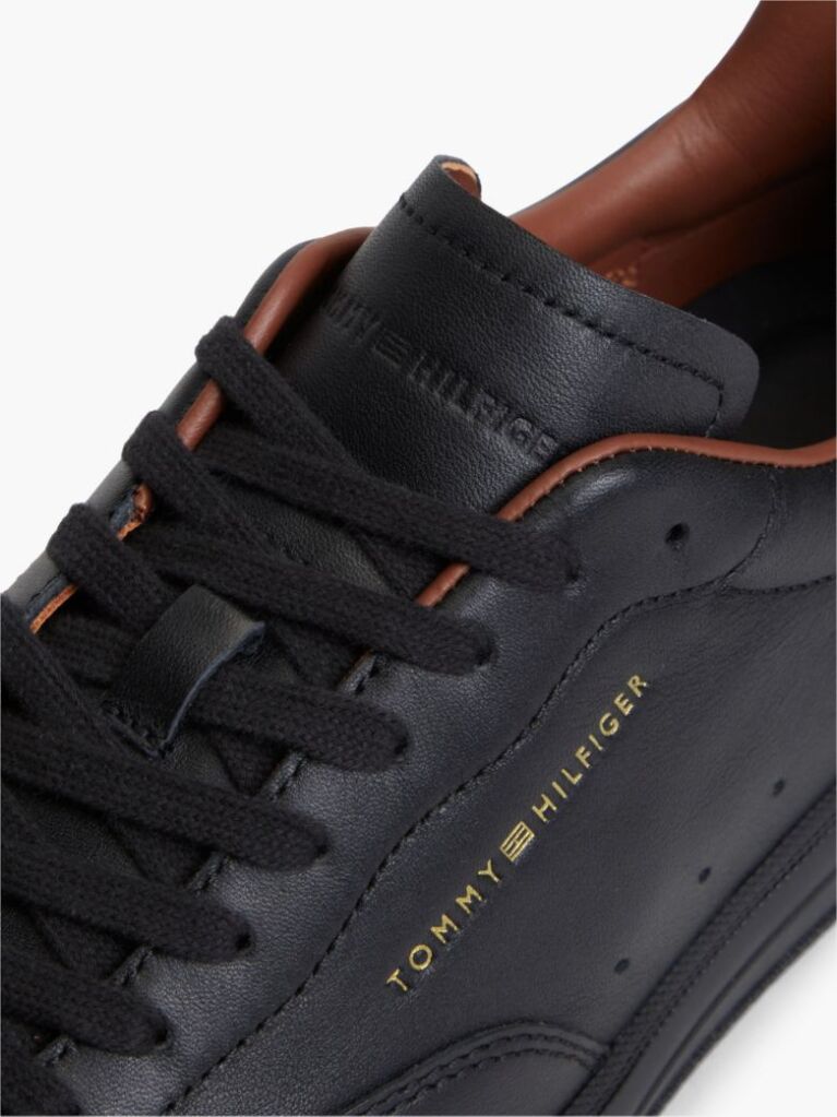 Black New York Label Luxe Leather Trainers  Men
