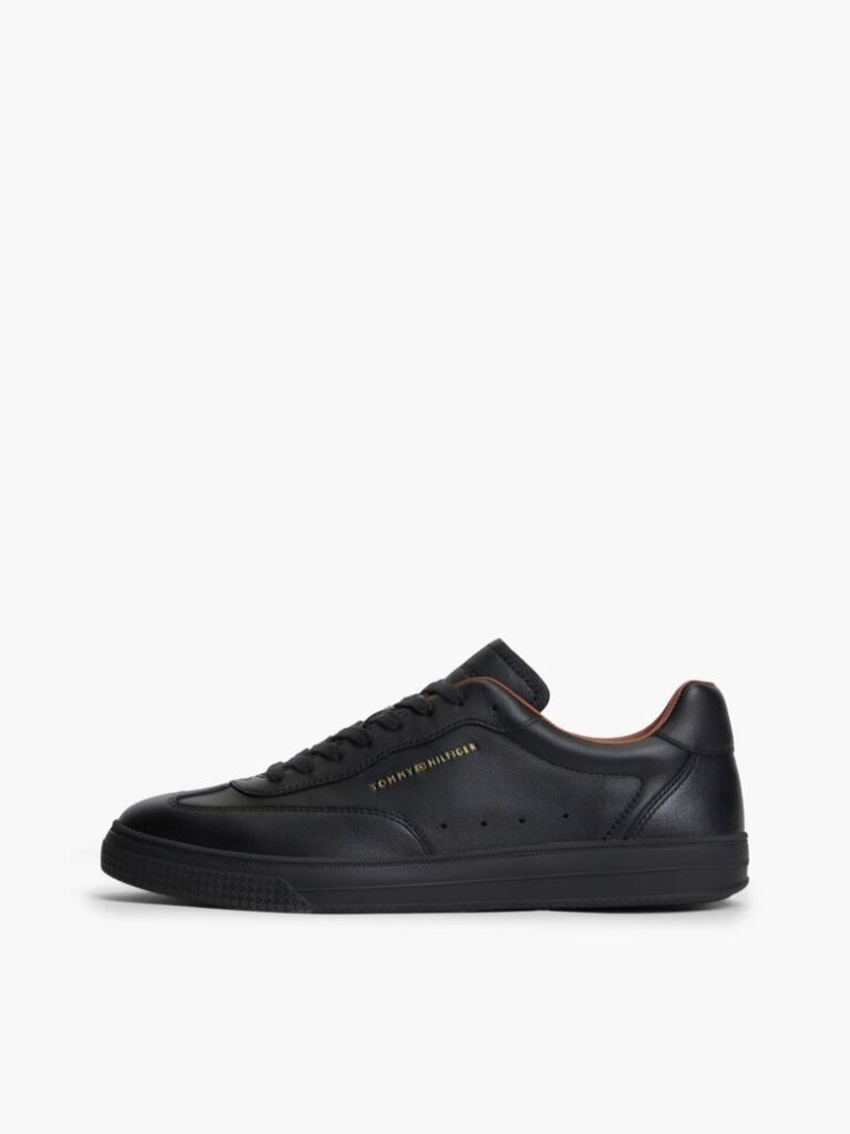 Black New York Label Luxe Leather Trainers  Men