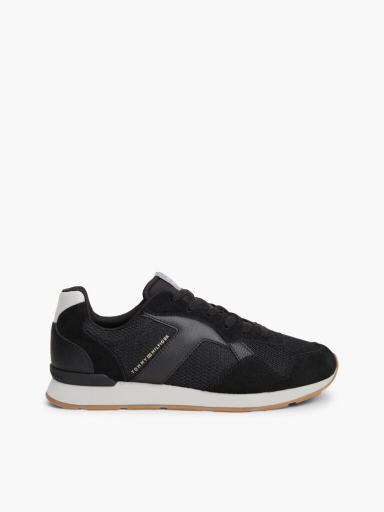 Grey Logo Mixed Texture Trainers  Men