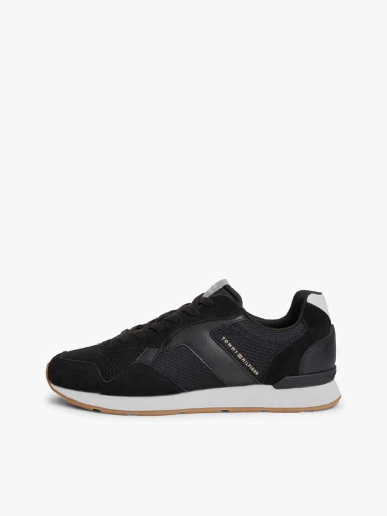 Grey Logo Mixed Texture Trainers  Men