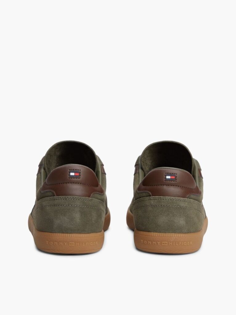 Green Suede Mixed Texture Trainers  Men