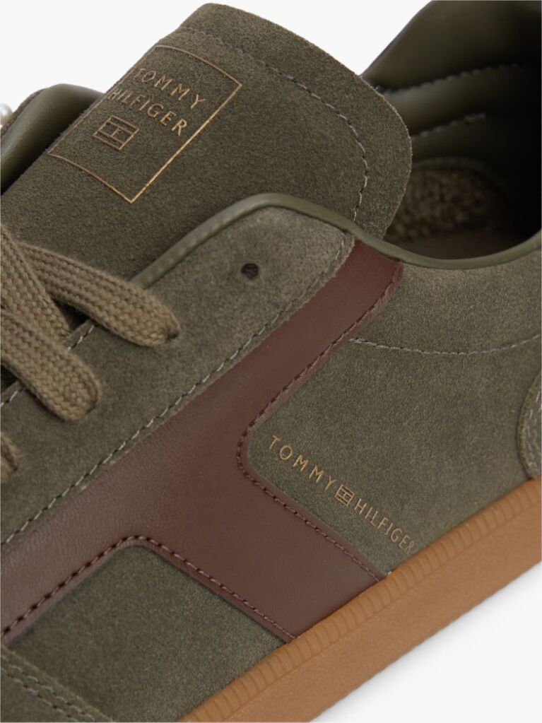 Green Suede Mixed Texture Trainers  Men