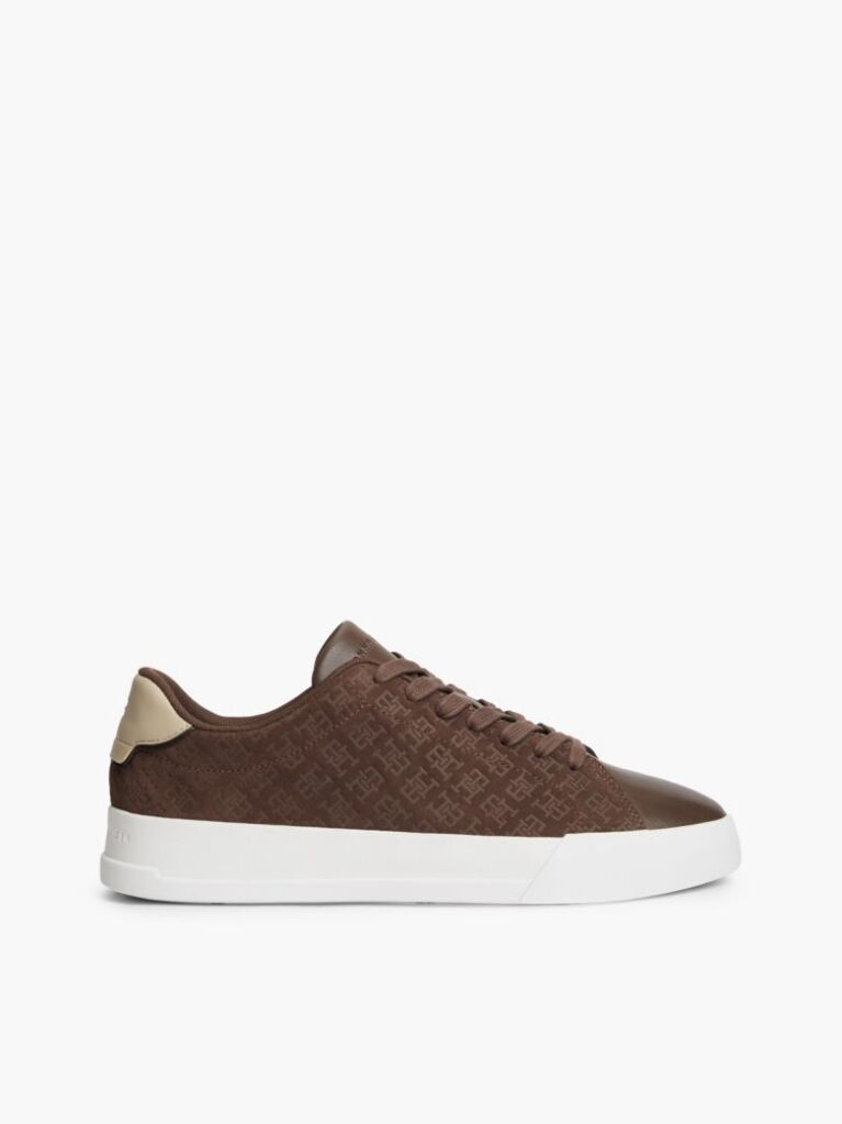 Brown TH Monogram Suede Court Trainers  Men