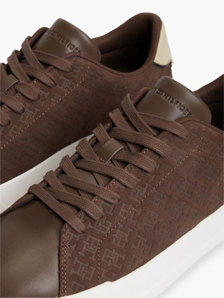 Brown TH Monogram Suede Court Trainers  Men