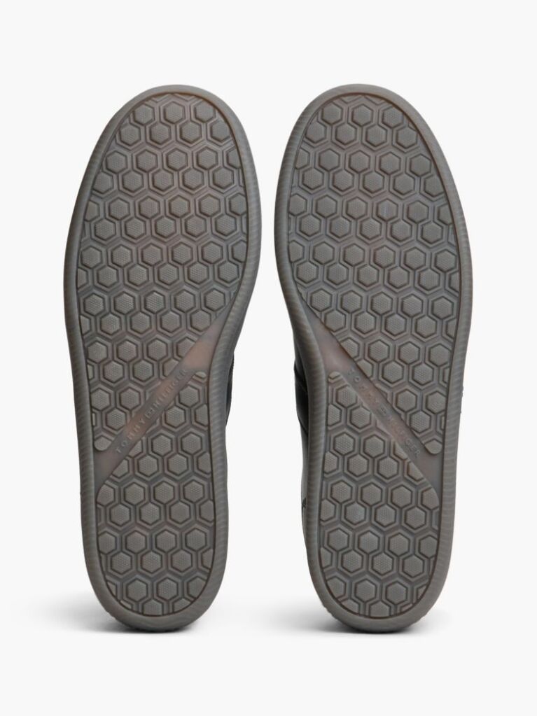 Black Leather Metallic Logo Trainers  Men