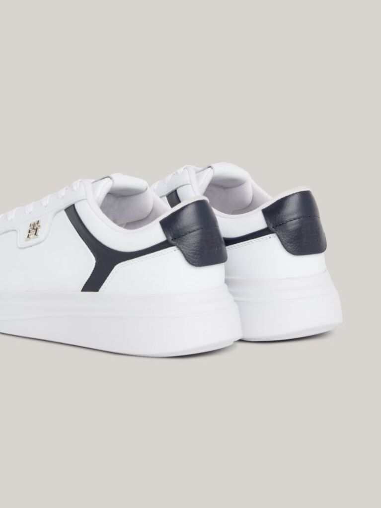 White Leather TH Monogram Court Trainers  Women