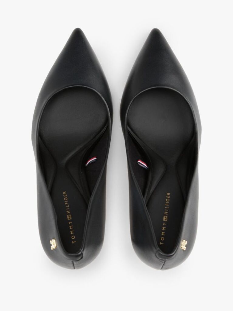 Black Leather Pointed Toe Stiletto Heels  Women