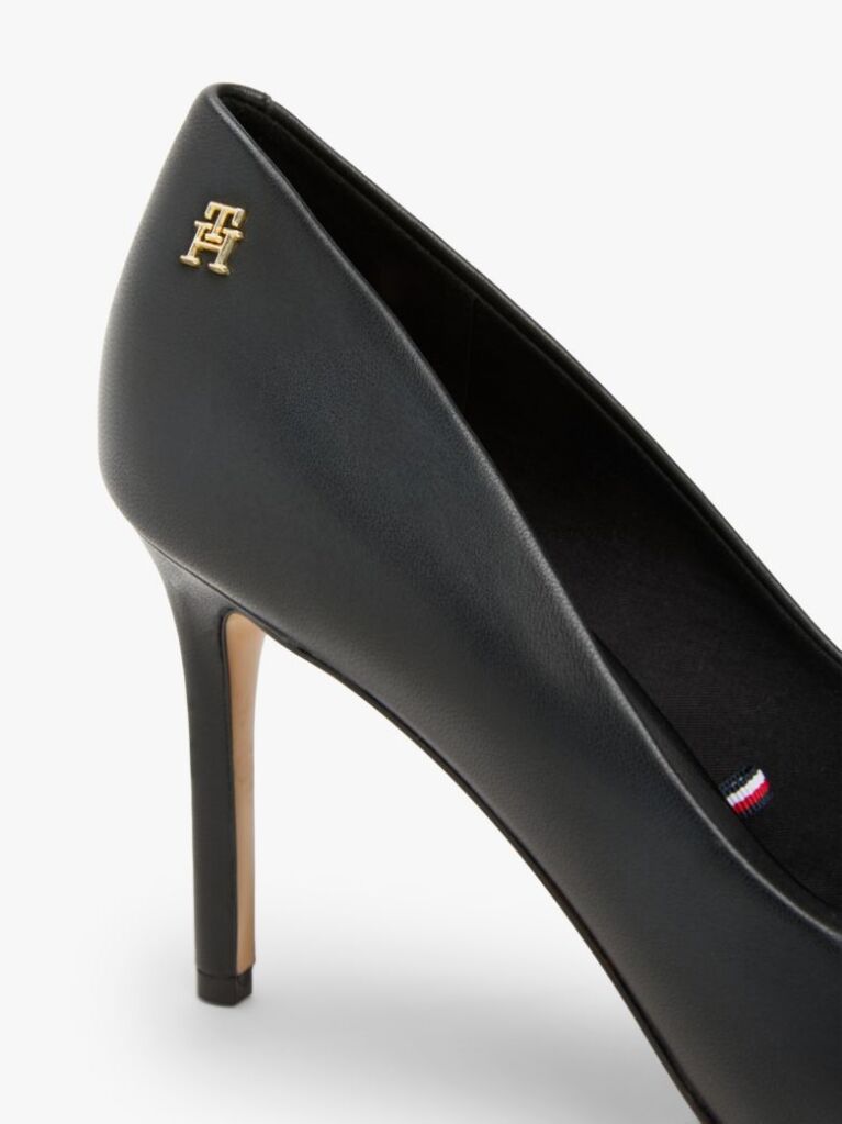 Black Leather Pointed Toe Stiletto Heels  Women