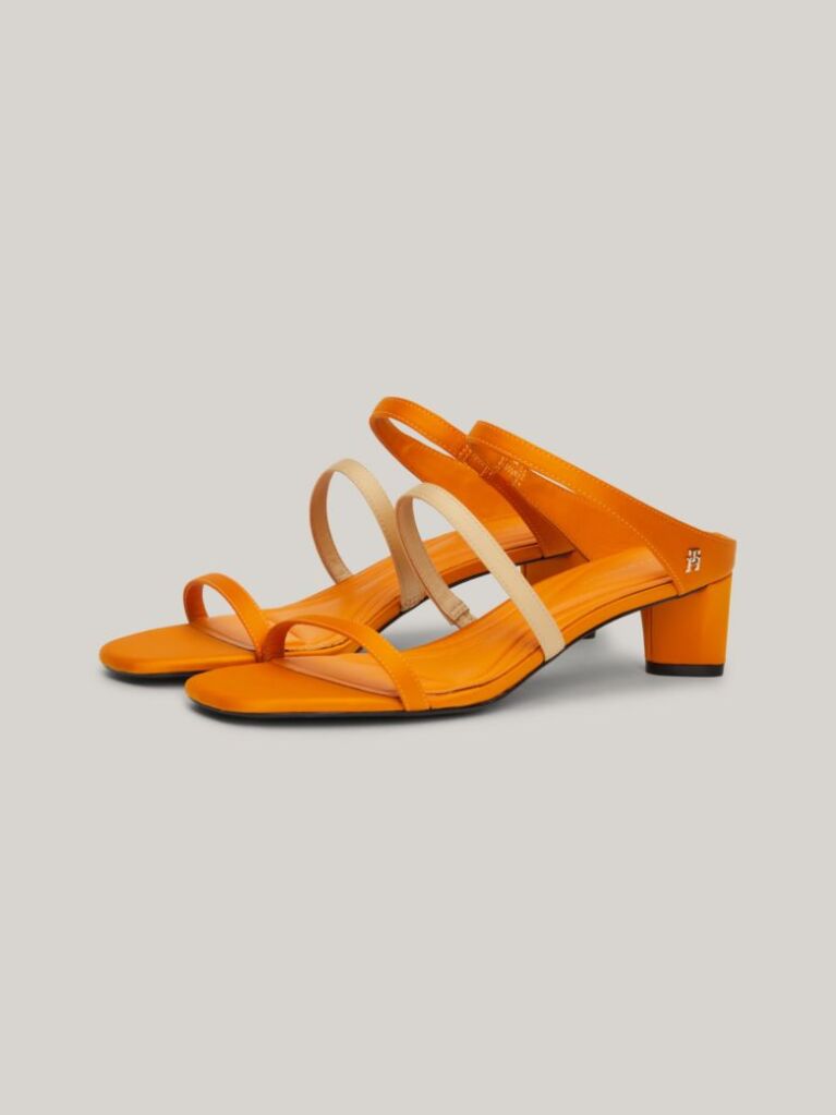 Yellow Satin Strap Mid-Heel Sandals  Women