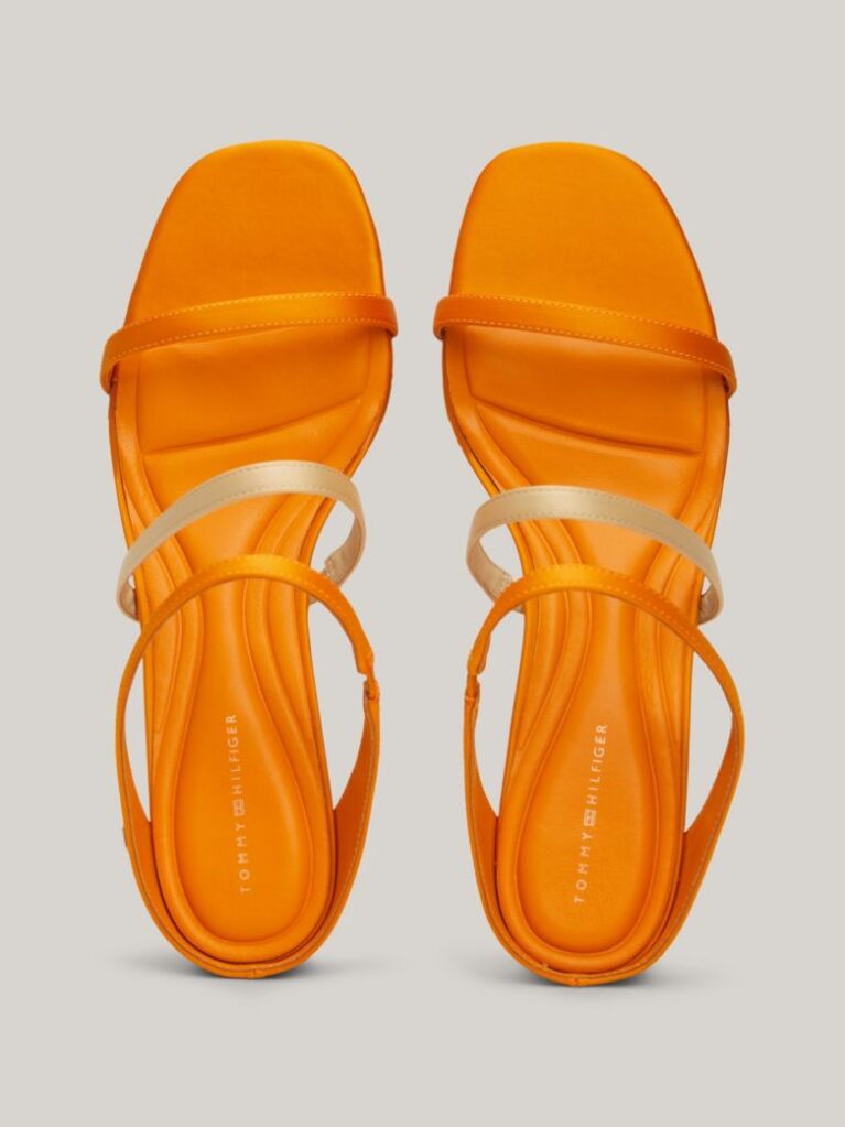 Yellow Satin Strap Mid-Heel Sandals  Women