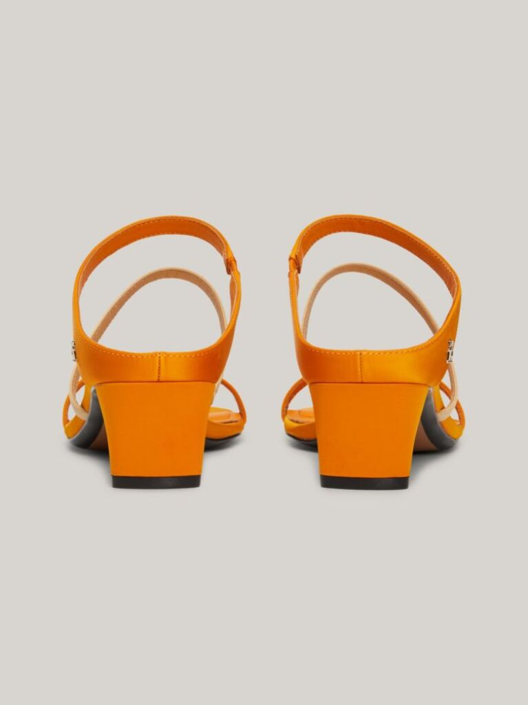 Yellow Satin Strap Mid-Heel Sandals  Women