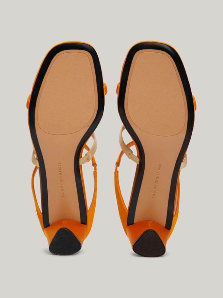 Yellow Satin Strap Mid-Heel Sandals  Women