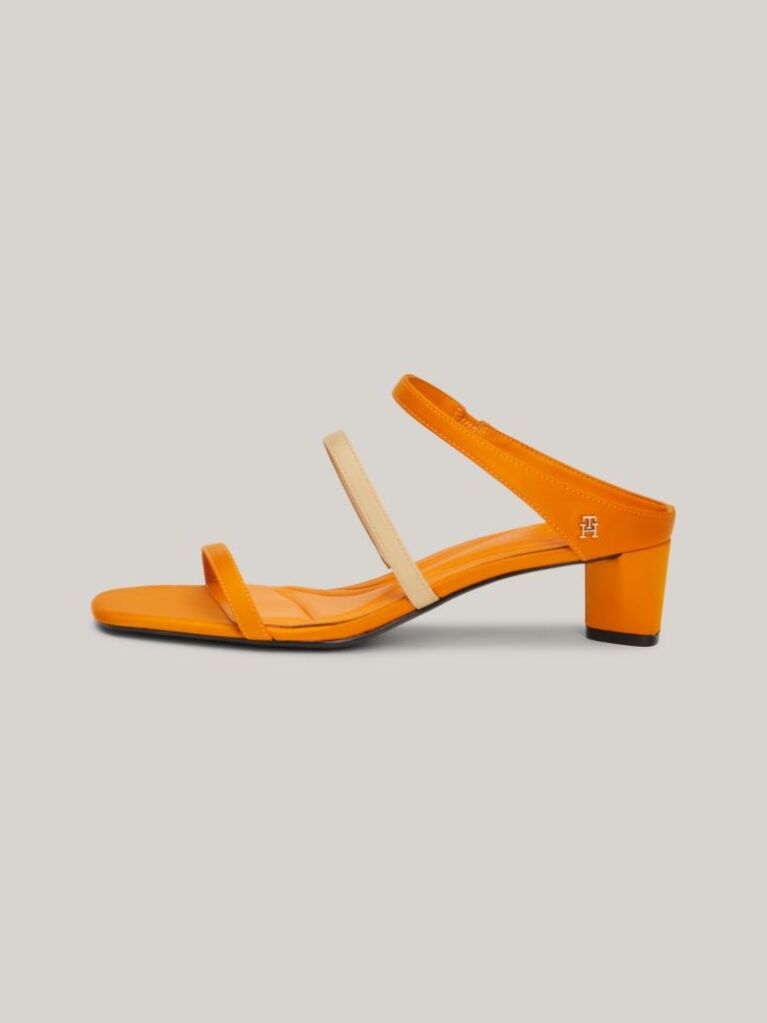 Yellow Satin Strap Mid-Heel Sandals  Women