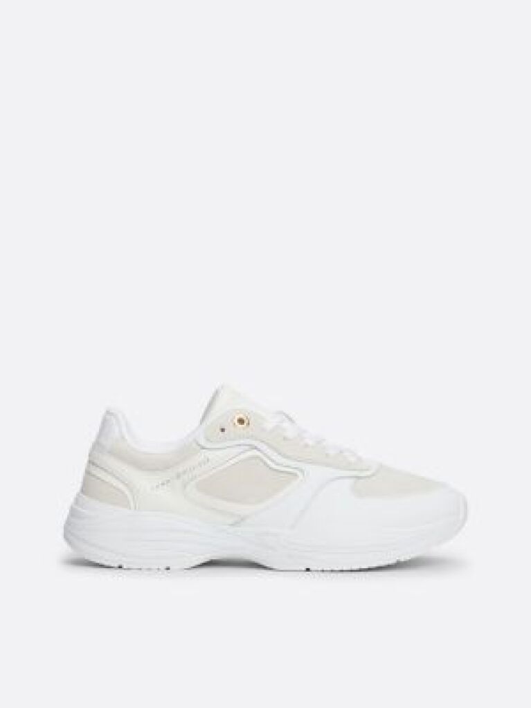 White Mixed Texture Chunky Runner Trainers  Women