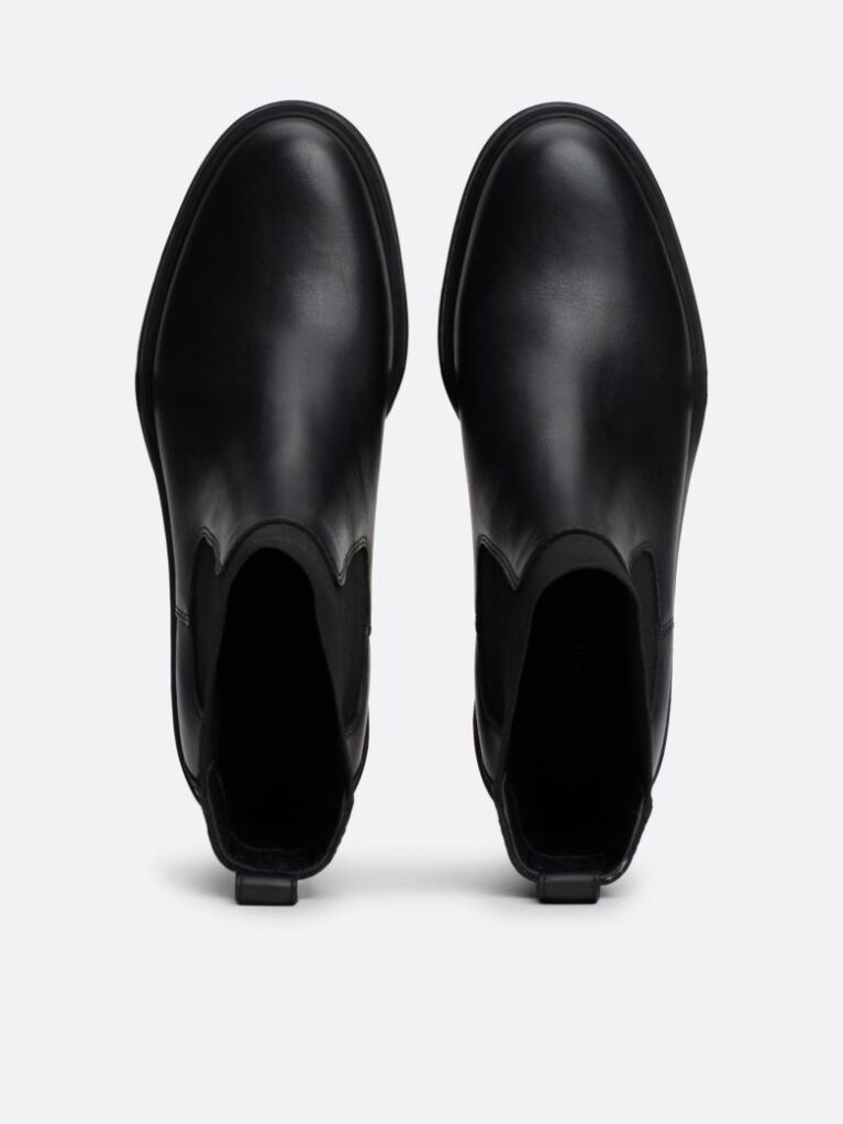 Black Enamel Flag Leather Cleat Chelsea Boots  Women