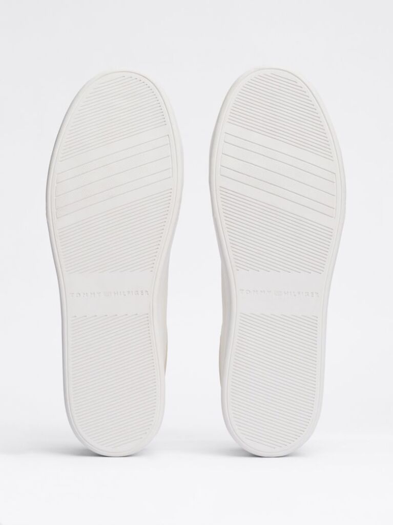 Beige Essential Metallic Leather Court Trainers  Women