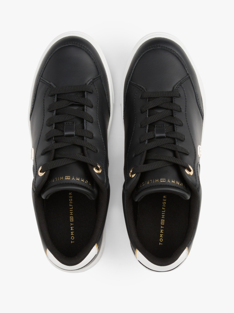 Black TH Monogram Leather Court Trainers  Women