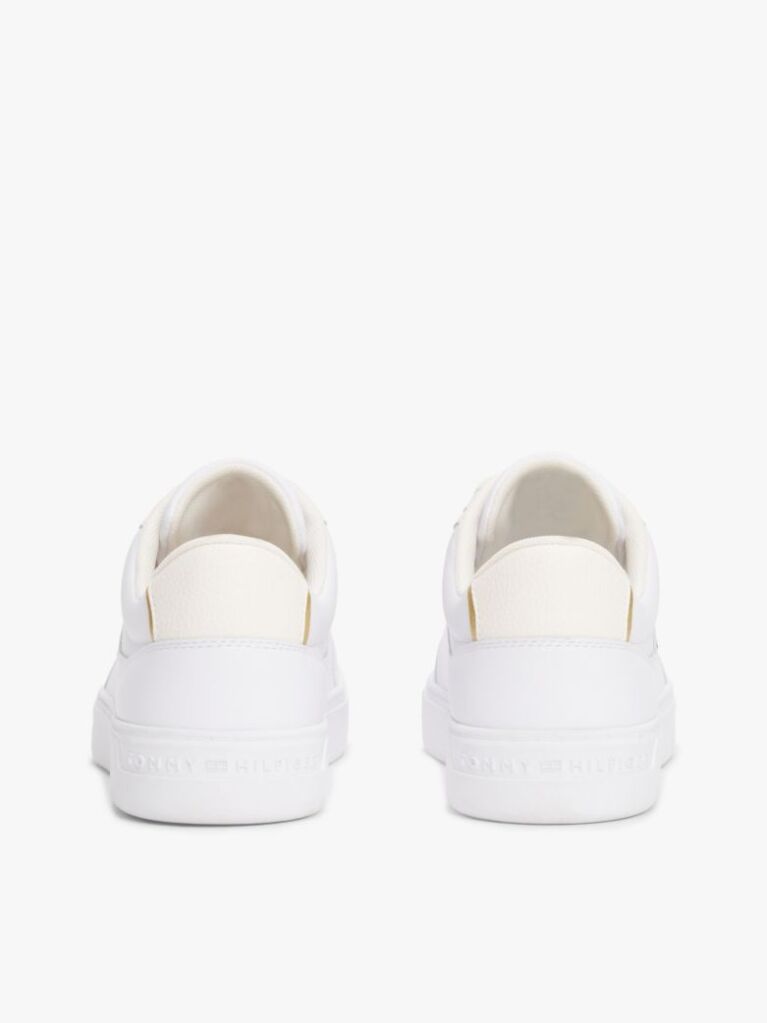 White TH Monogram Leather Court Trainers  Women