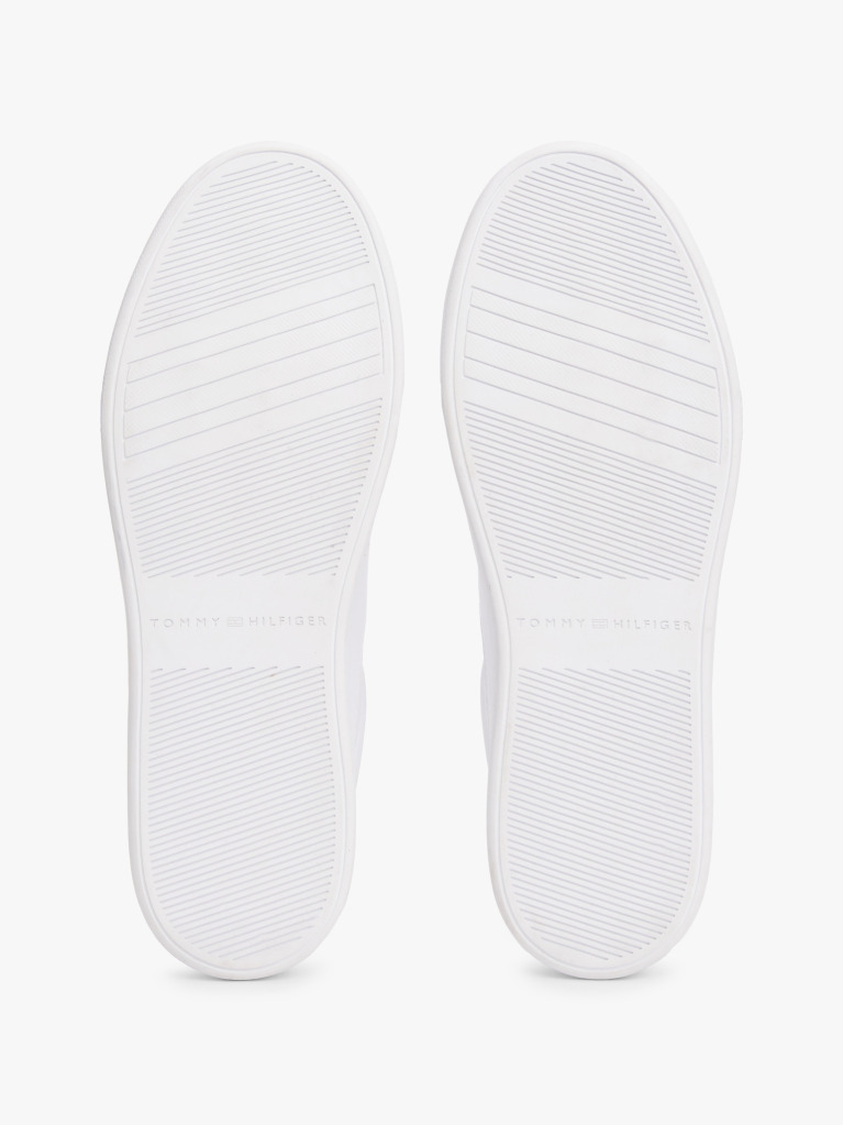 White TH Monogram Leather Court Trainers  Women