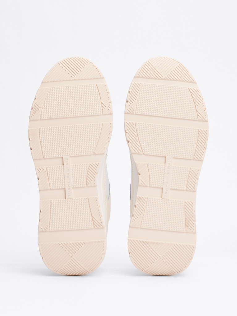 White TH Monogram Leather Trainers  Women