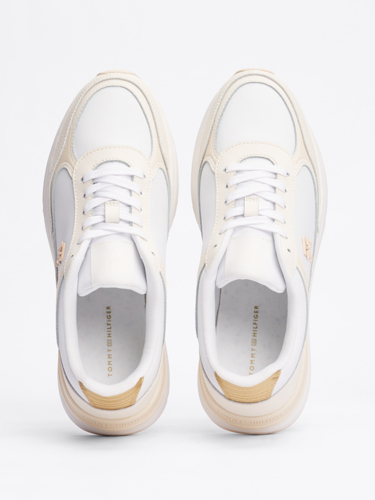 White TH Monogram Leather Trainers  Women