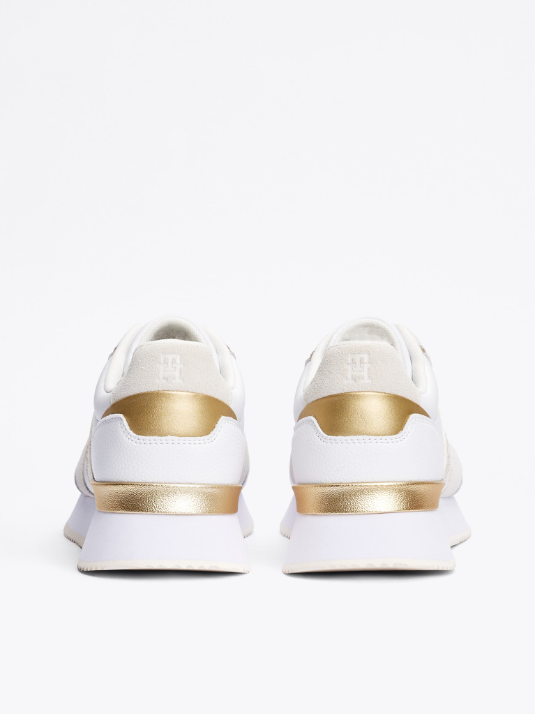 White TH Monogram Metallic Trainers  Women