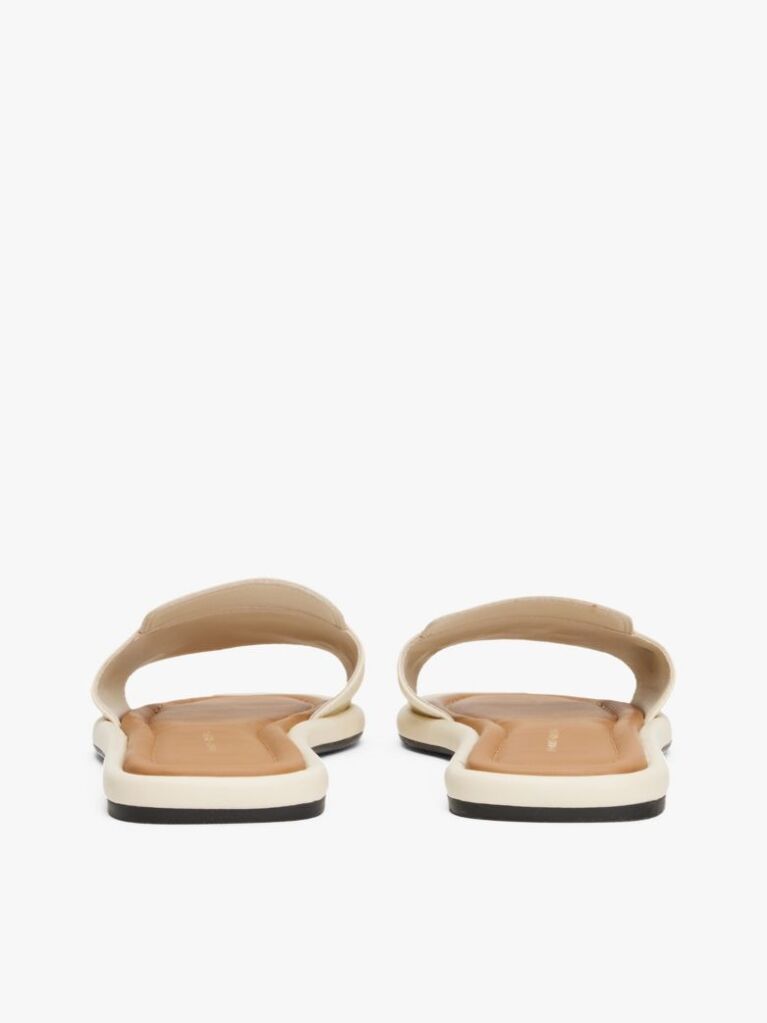 Beige Leather Horsebit Mules  Women