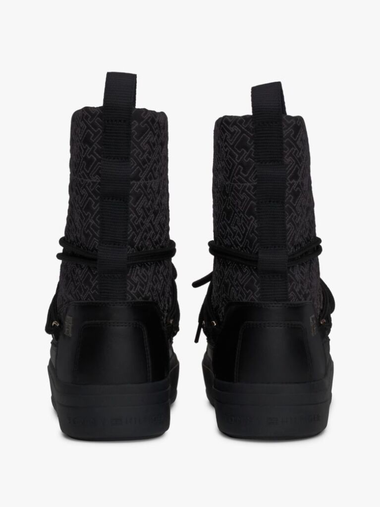 Black TH Monogram Lace-Up Snow Boots  Women