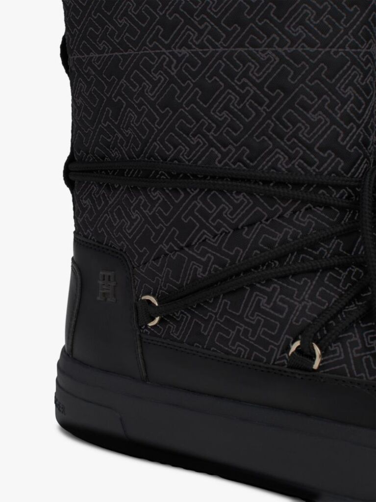 Black TH Monogram Lace-Up Snow Boots  Women