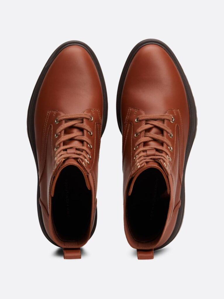 Brown TH Monogram Leather Cleat Boots  Women