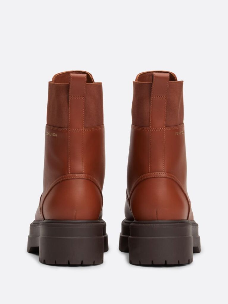 Brown TH Monogram Leather Cleat Boots  Women