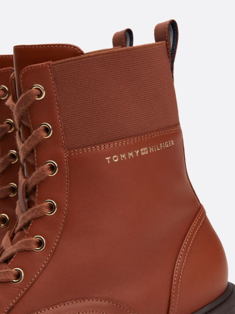 Brown TH Monogram Leather Cleat Boots  Women