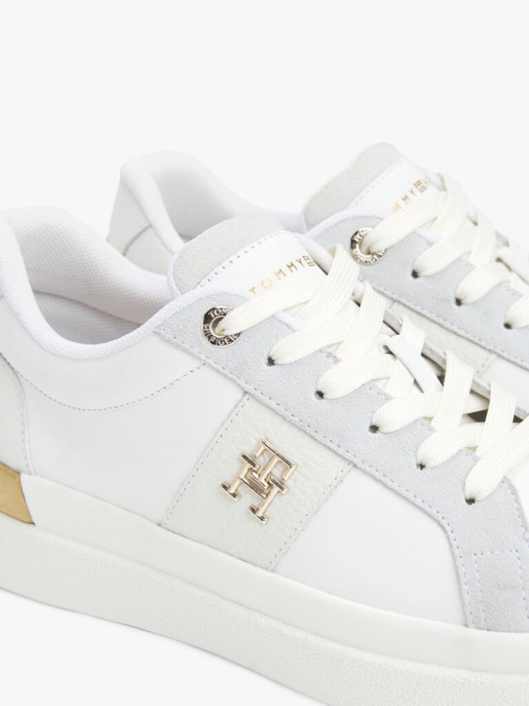 White Leather Court Trainers  Women