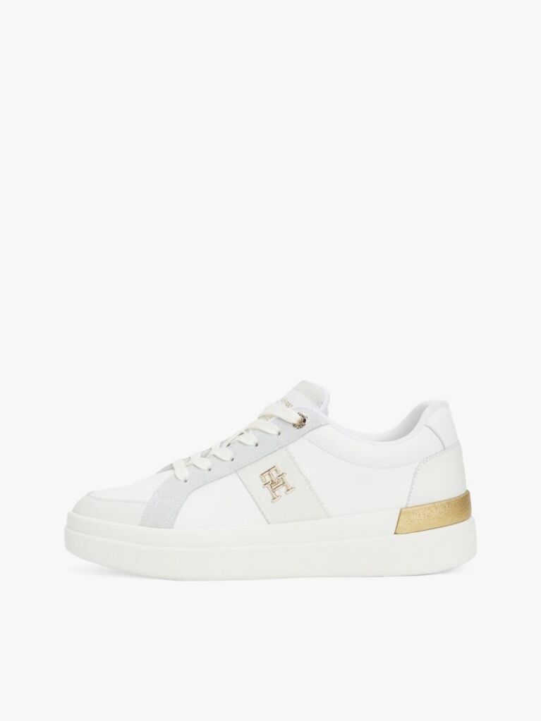 White Leather Court Trainers  Women