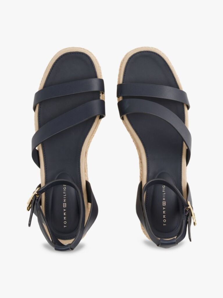 Blue Leather Platform Espadrilles  Women