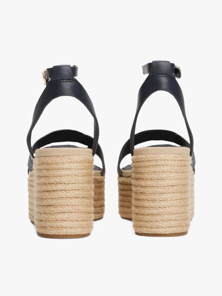 Blue Leather Platform Espadrilles  Women