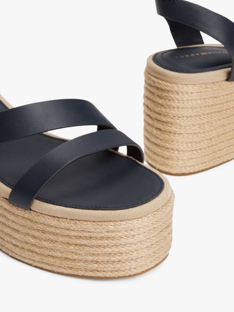 Blue Leather Platform Espadrilles  Women