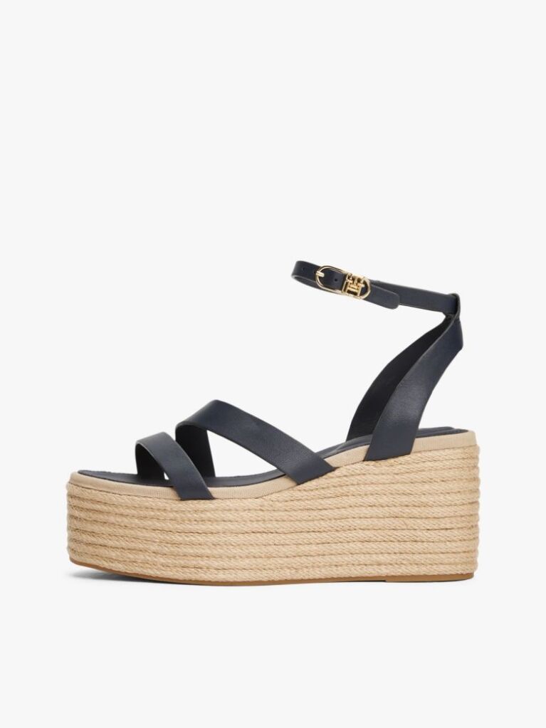 Blue Leather Platform Espadrilles  Women