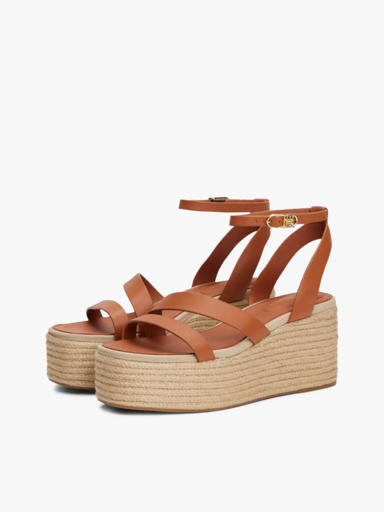 Brown Leather Platform Espadrilles  Women
