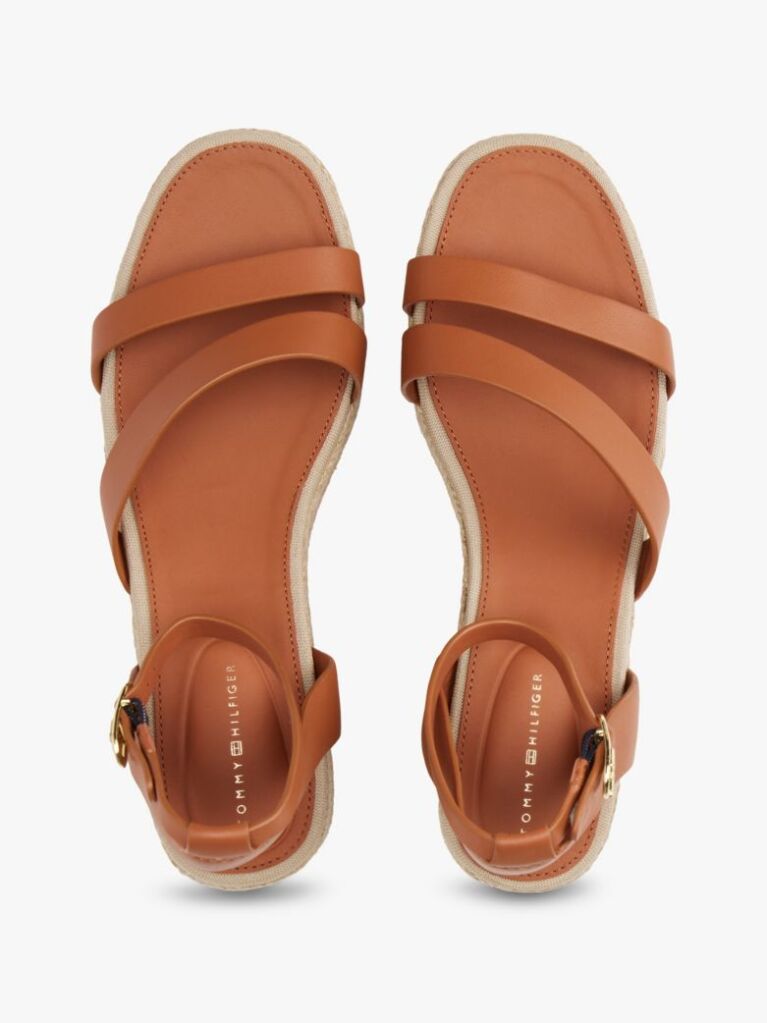 Brown Leather Platform Espadrilles  Women