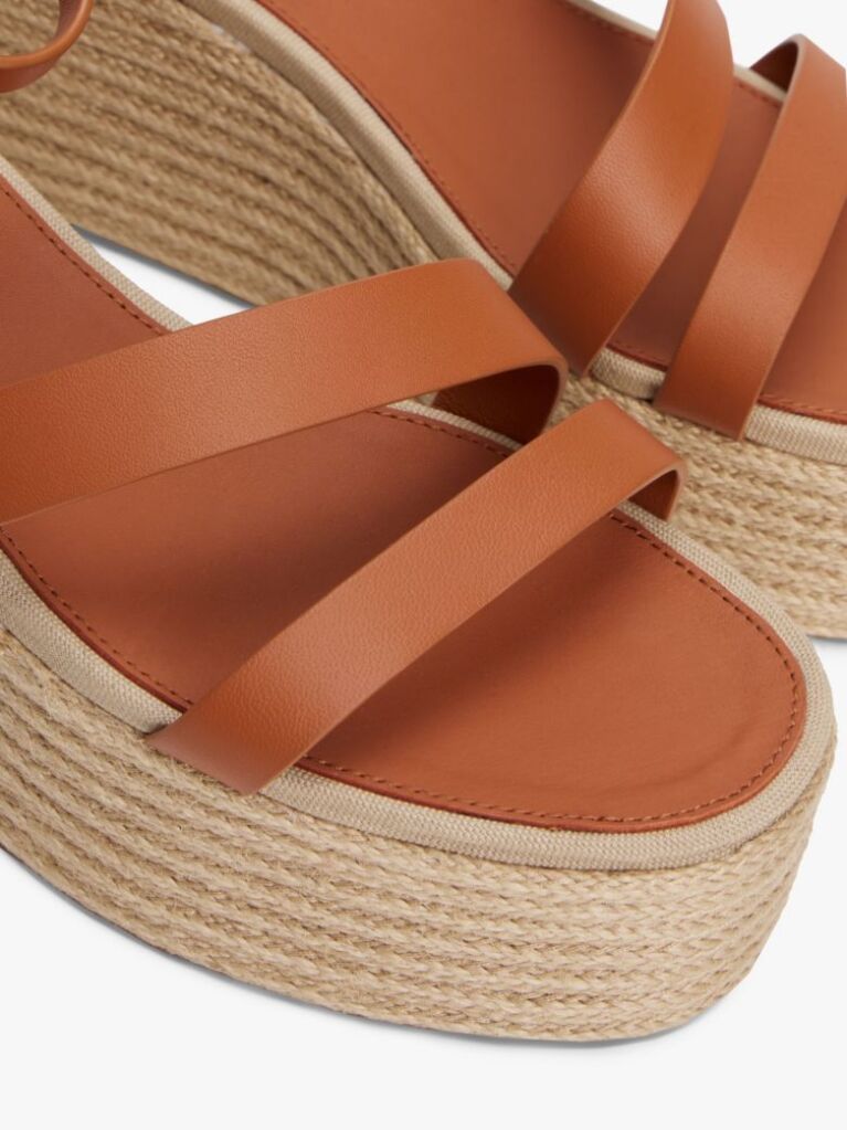 Brown Leather Platform Espadrilles  Women
