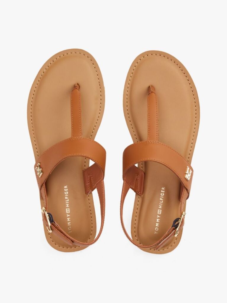 Brown Leather Toe Post Sandals  Women