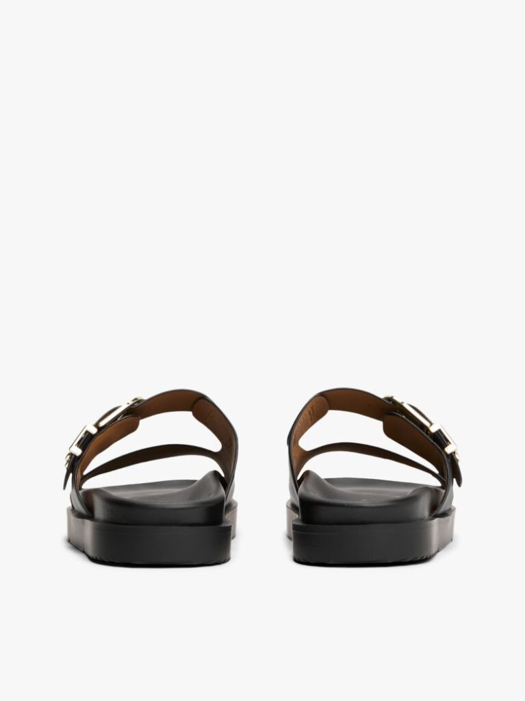 Black Leather TH Monogram Cleat Sandals  Women