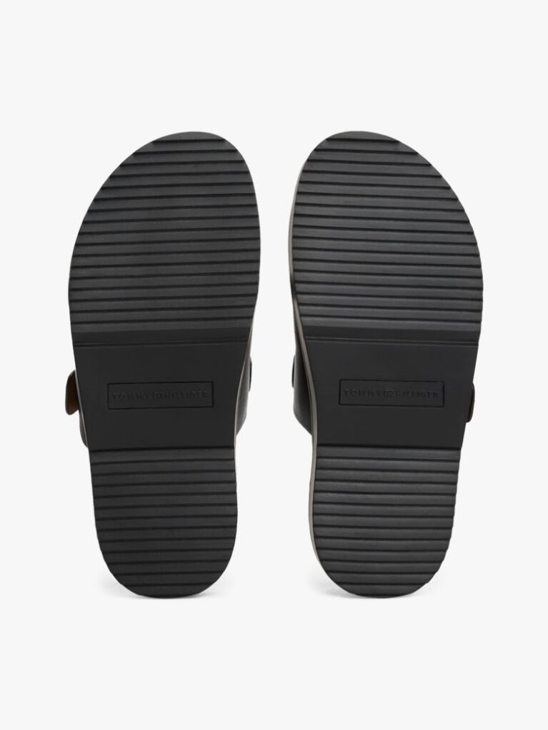 Black Leather TH Monogram Cleat Sandals  Women