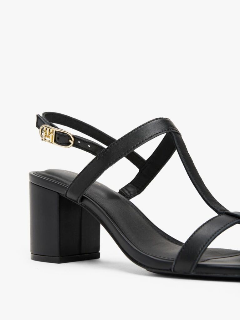 Black Leather Block Heel Sandals  Women