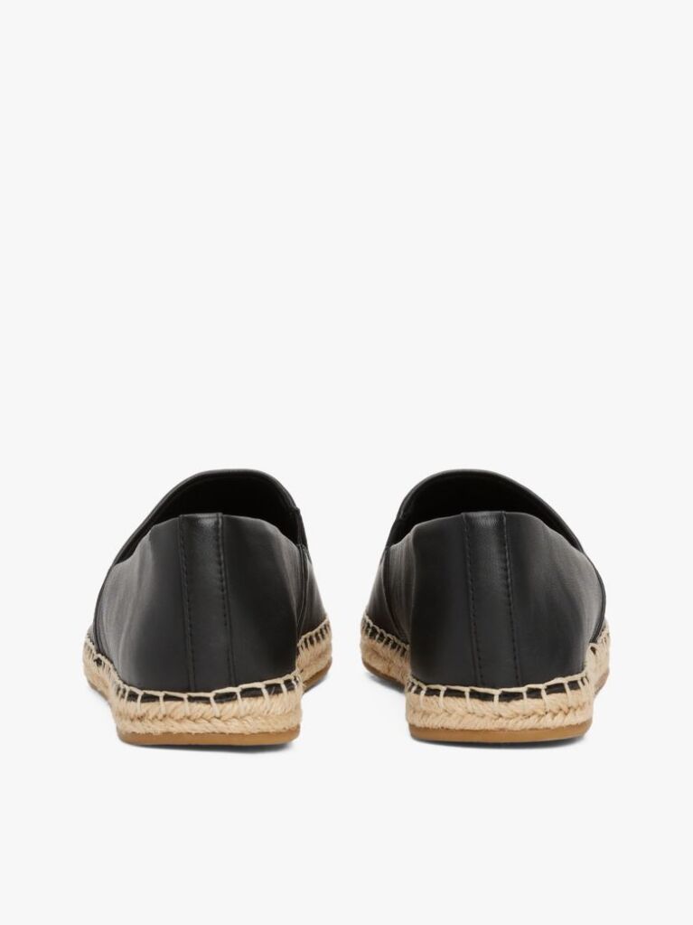 Black Leather Espadrilles  Women