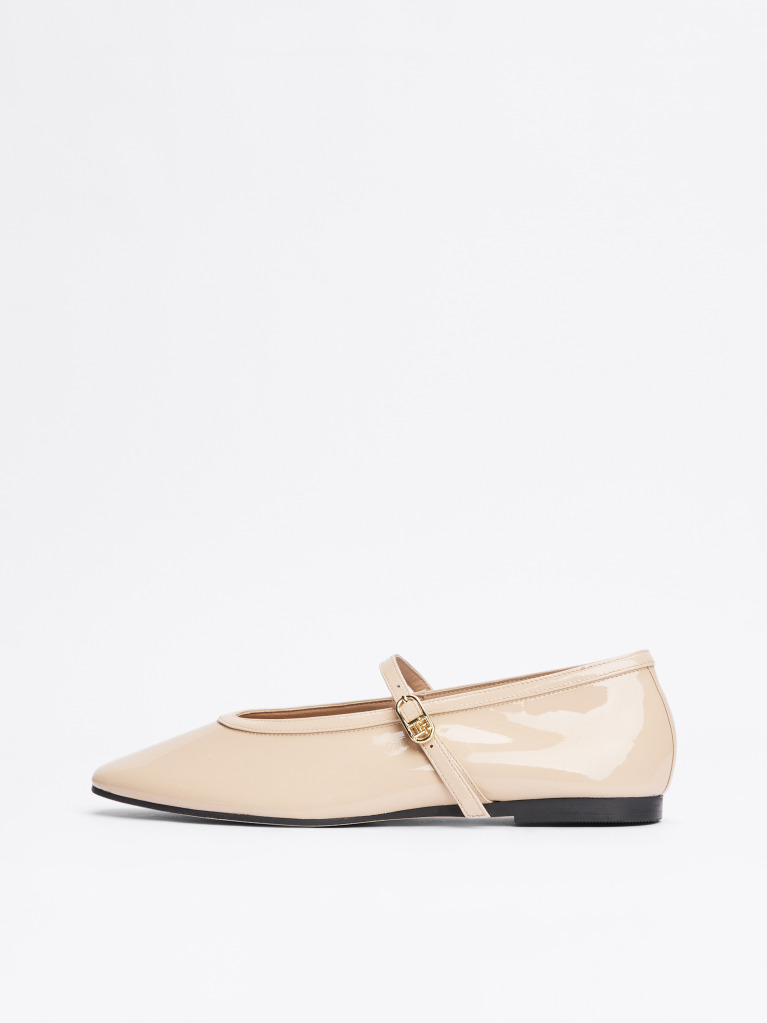 Beige Patent Leather Mary Jane Ballerinas  Women